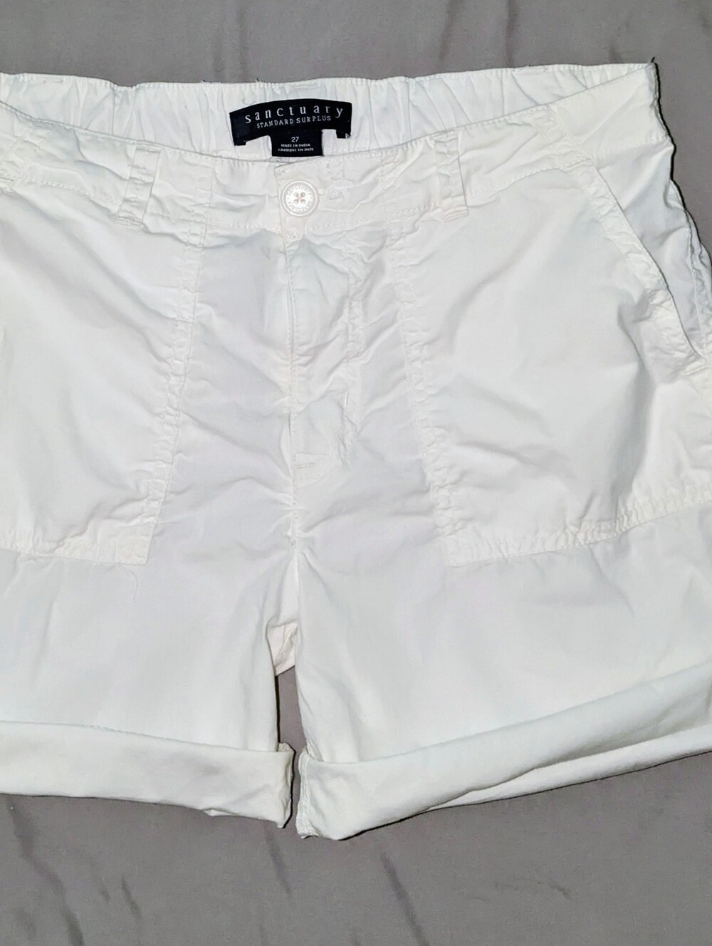 Sanctuary White Roll-Cuff Casual Shorts